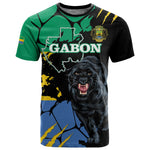 Personalized Gabon Black Panther T shirt Gabonese Map Grunge Style