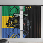 Personalized Gabon Black Panther Window Curtain Gabonese Map Grunge Style