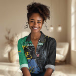 Personalized Gabon Black Panther Women Casual Shirt Gabonese Map Grunge Style LT14