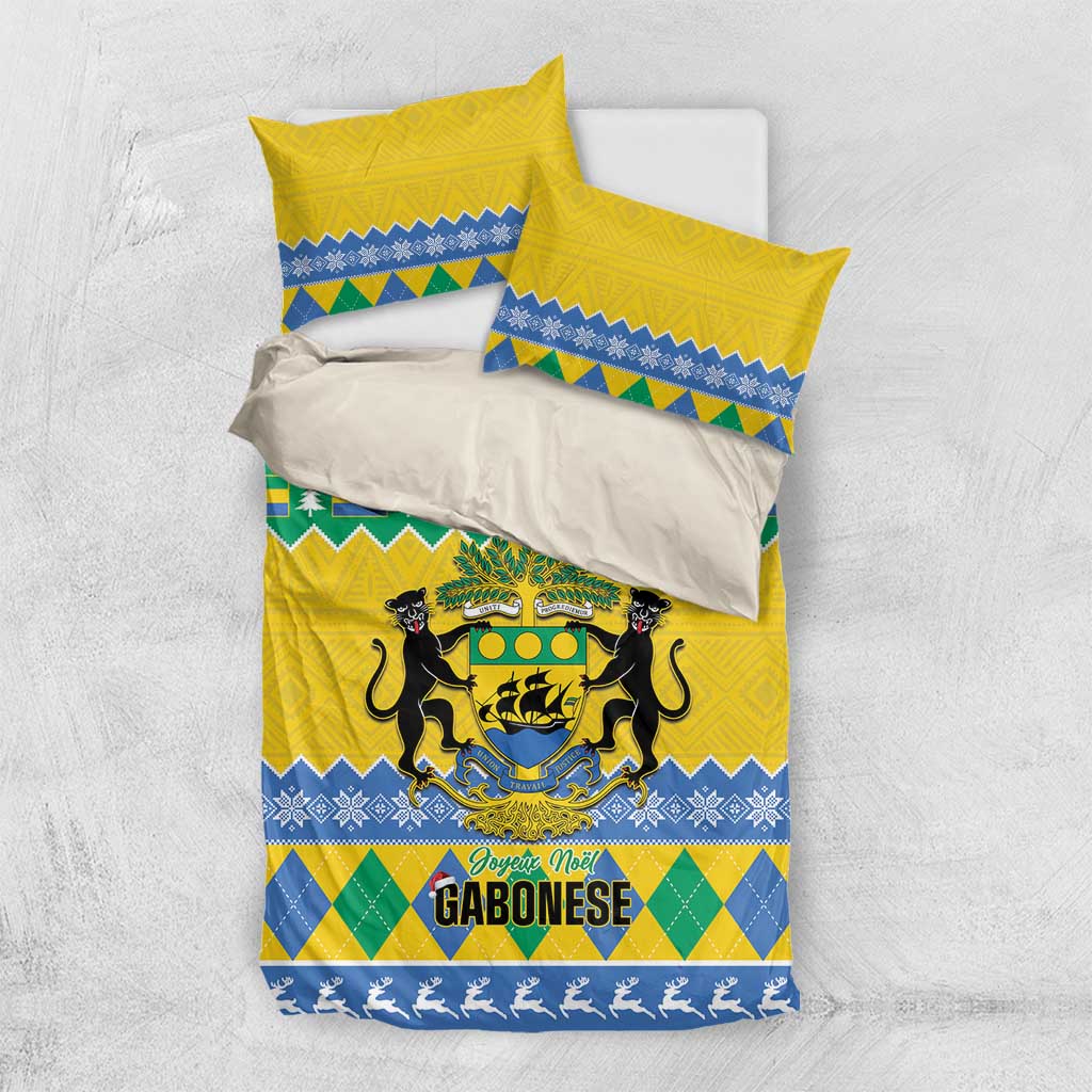 Afro Gabon Christmas Bedding Set Joyeux Noel Coat Of Arms - African Pattern