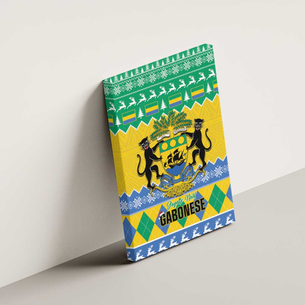Afro Gabon Christmas Canvas Wall Art Joyeux Noel Coat Of Arms - African Pattern