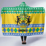 Afro Gabon Christmas Hooded Blanket Joyeux Noel Coat Of Arms - African Pattern