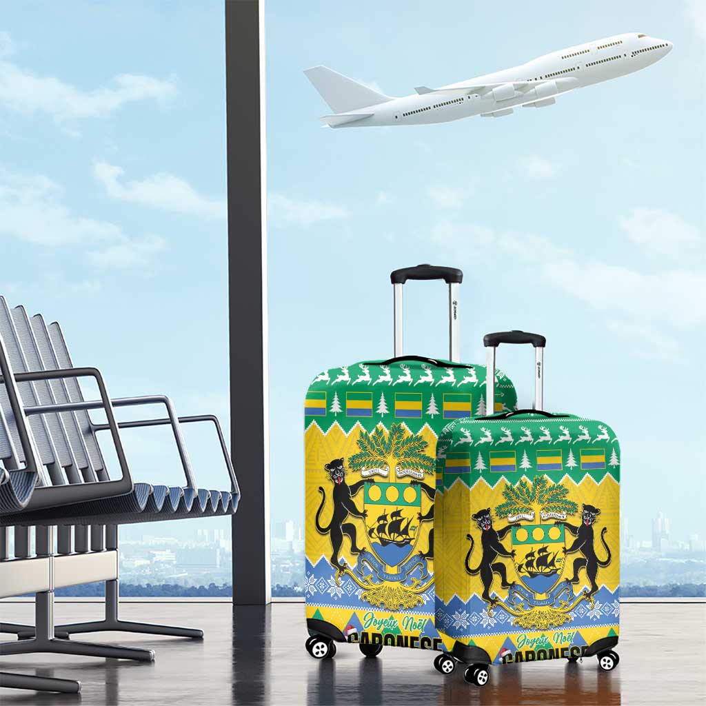 Afro Gabon Christmas Luggage Cover Joyeux Noel Coat Of Arms - African Pattern