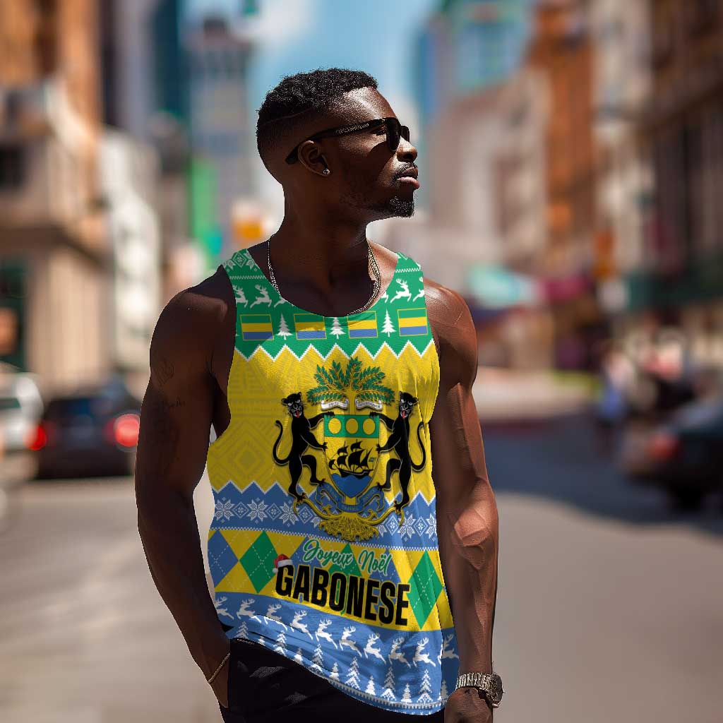 Afro Gabon Christmas Men Tank Top Joyeux Noel Coat Of Arms - African Pattern