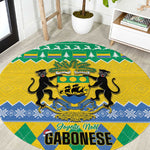 Afro Gabon Christmas Round Carpet Joyeux Noel Coat Of Arms - African Pattern