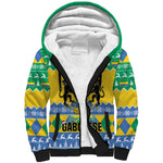 Afro Gabon Christmas Sherpa Hoodie Joyeux Noel Coat Of Arms - African Pattern