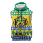Afro Gabon Christmas Sleeveless Hoodie Joyeux Noel Coat Of Arms - African Pattern - African Pride