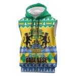 Afro Gabon Christmas Sleeveless Zip Hoodie Joyeux Noel Coat Of Arms - African Pattern - African Pride