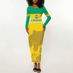 Personalized Gabon Football Long Sleeve Bodycon Dress Allez Les Pantheres LT14
