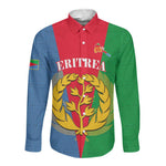 Personalised Eritrea Long Sleeve Button Shirt Eritrean Map Mix African Pattern Simple Style