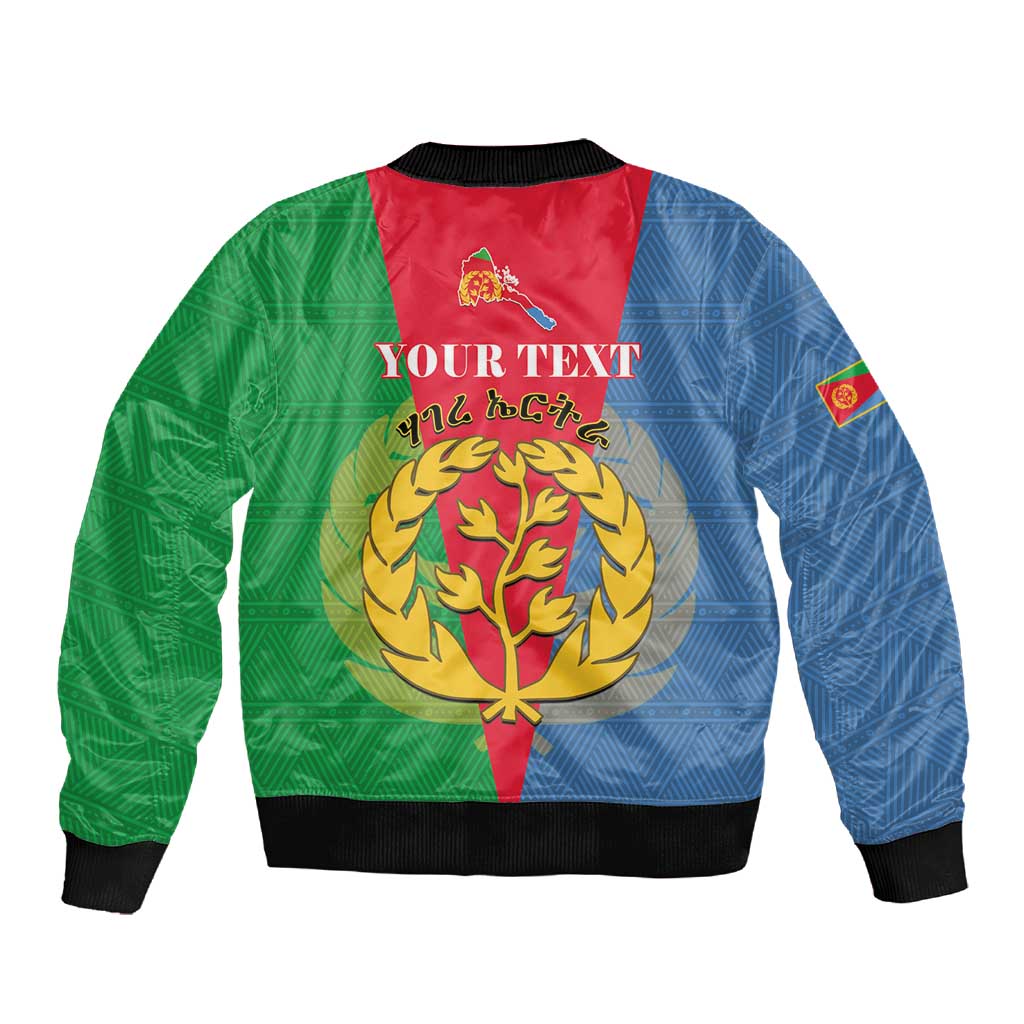 Personalised Eritrea Sleeve Zip Bomber Jacket Eritrean Map Mix African Pattern Simple Style