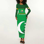 Custom Comoros Football Long Sleeve Bodycon Dress Allez Les Coelacantes LT14