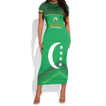 Custom Comoros Football Short Sleeve Bodycon Dress Allez Les Coelacantes LT14