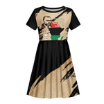 Marcus Garvey Day Kid Short Sleeve Dress UNIA Flag Mix African Map - African Pride
