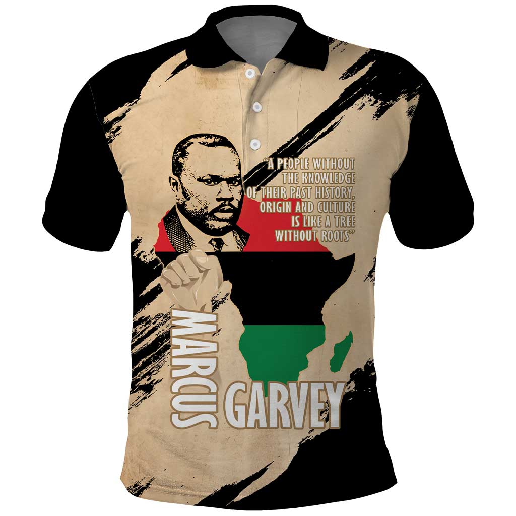 Marcus Garvey Day Polo Shirt UNIA Flag Mix African Map - African Pride
