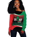 Marcus Garvey 1887 Off Shoulder Sweater African Map Curves Style - African Pride
