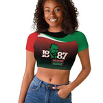 Marcus Garvey 1887 Raglan Cropped T shirt African Map Curves Style - African Pride