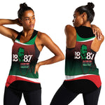Marcus Garvey 1887 Women Racerback Tank African Map Curves Style - African Pride