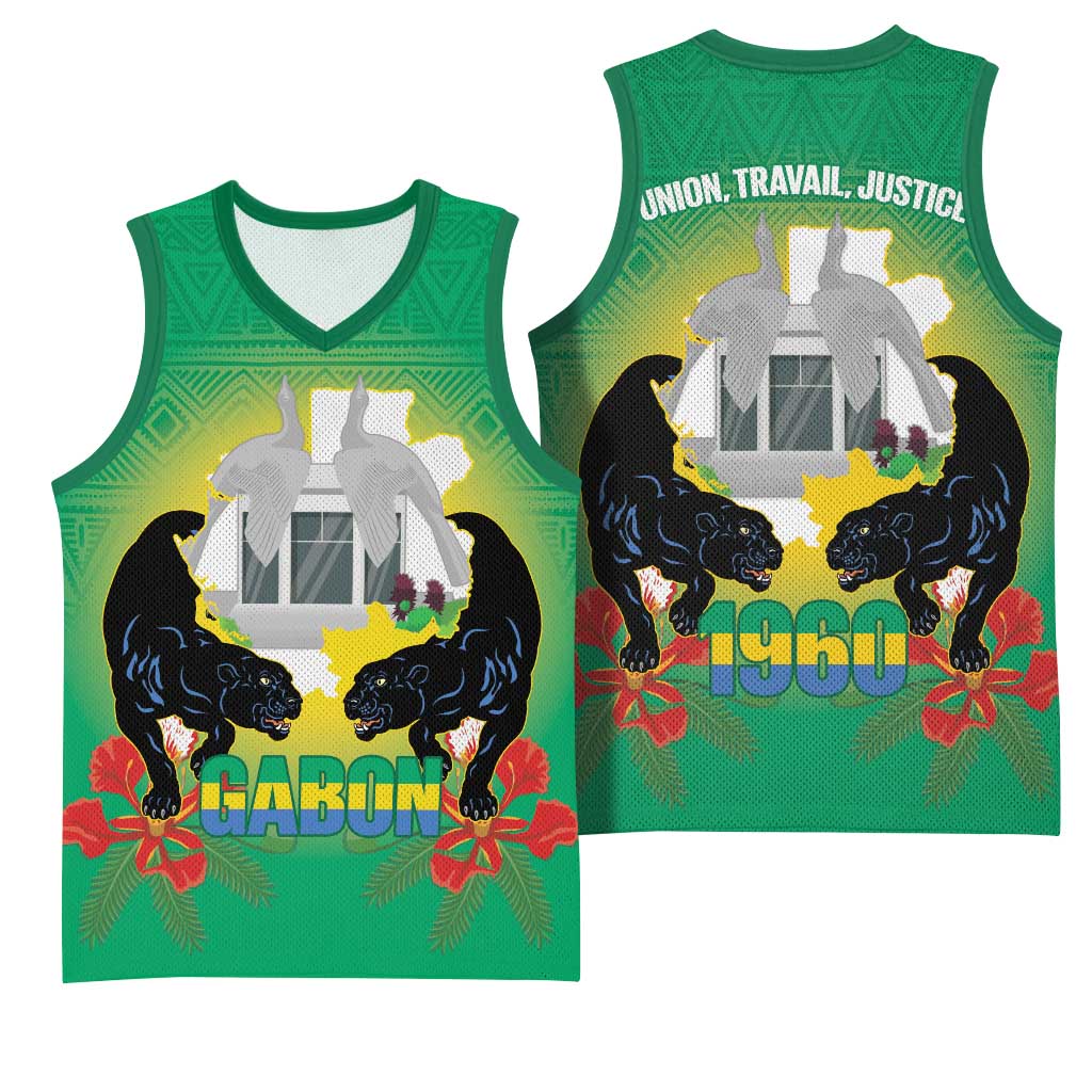 Afro Gabon Independence Day Basketball Jersey Memorial Leon Mba Monument LT14