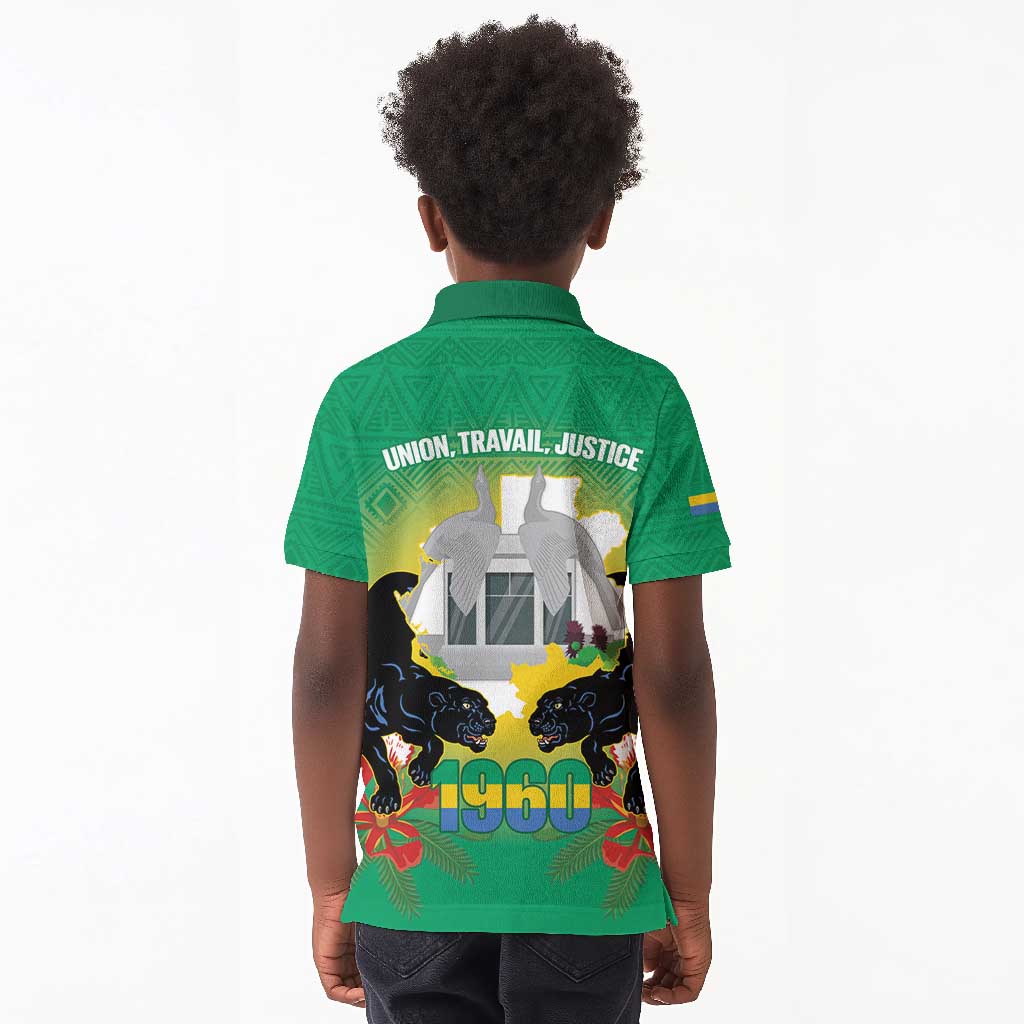 Afro Gabon Independence Day Kid Polo Shirt Memorial Leon Mba Monument - African Pride