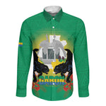 Afro Gabon Independence Day Long Sleeve Button Shirt Memorial Leon Mba Monument - African Pride