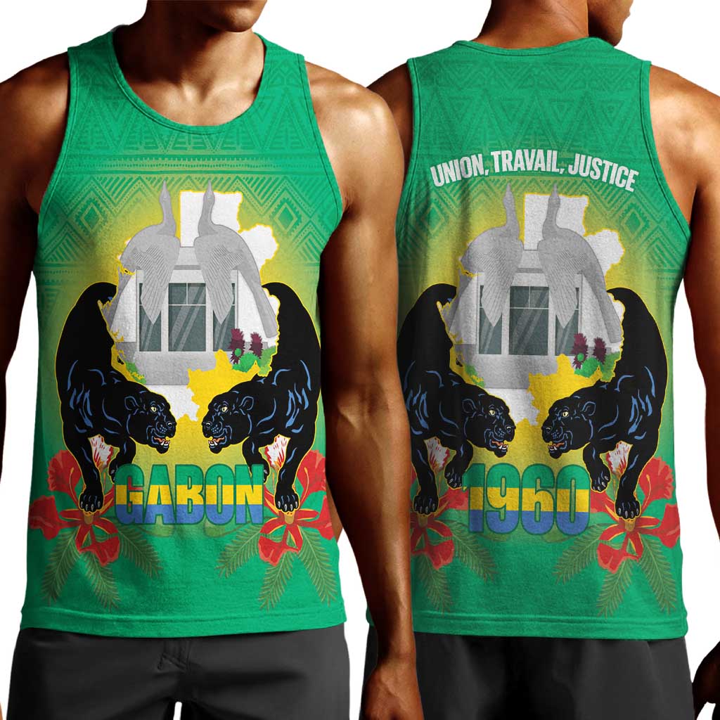 Afro Gabon Independence Day Men Tank Top Memorial Leon Mba Monument - African Pride
