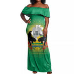 Afro Gabon Independence Day Off Shoulder Maxi Dress Memorial Leon Mba Monument - African Pride