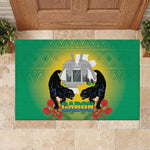Afro Gabon Independence Day Rubber Doormat Memorial Leon Mba Monument - African Pride