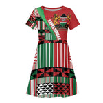 Custom Kenya Cricket Kid Short Sleeve Dress Simbas African Kente - African Pride