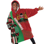 Custom Kenya Cricket Kid Wearable Blanket Hoodie Simbas African Kente - African Pride
