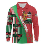Custom Kenya Cricket Long Sleeve Polo Shirt Simbas African Kente - African Pride