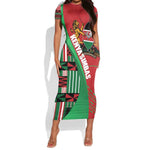 Custom Kenya Cricket Short Sleeve Bodycon Dress Simbas African Kente - African Pride
