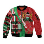 Custom Kenya Cricket Sleeve Zip Bomber Jacket Simbas African Kente - African Pride