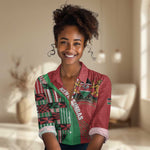 Custom Kenya Cricket Women Casual Shirt Simbas African Kente - African Pride