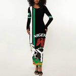 Nigeria Long Sleeve Bodycon Dress Nigeria Coat Of Arms Simple Style LT14