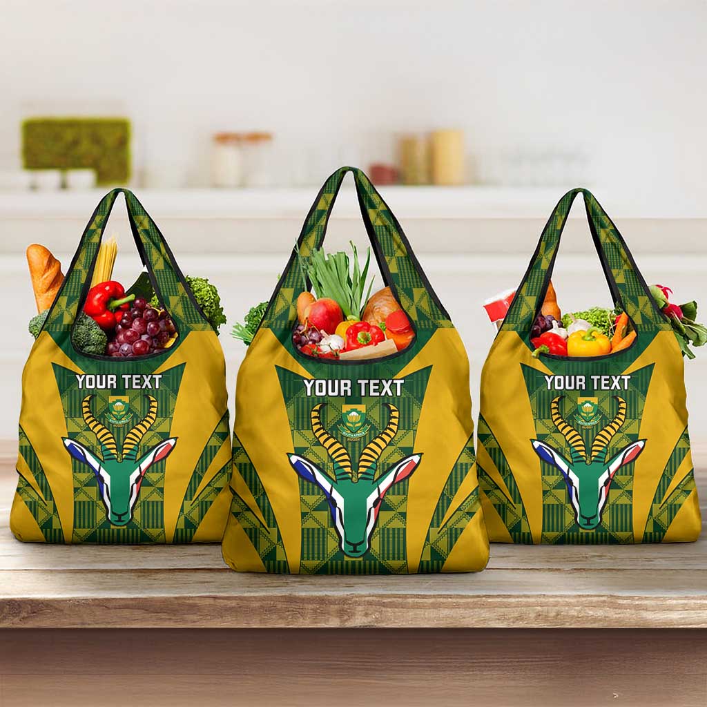 Custom South Africa Rugby Grocery Bag Go Springboks Kente With Bokke