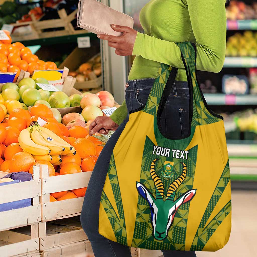 Custom South Africa Rugby Grocery Bag Go Springboks Kente With Bokke