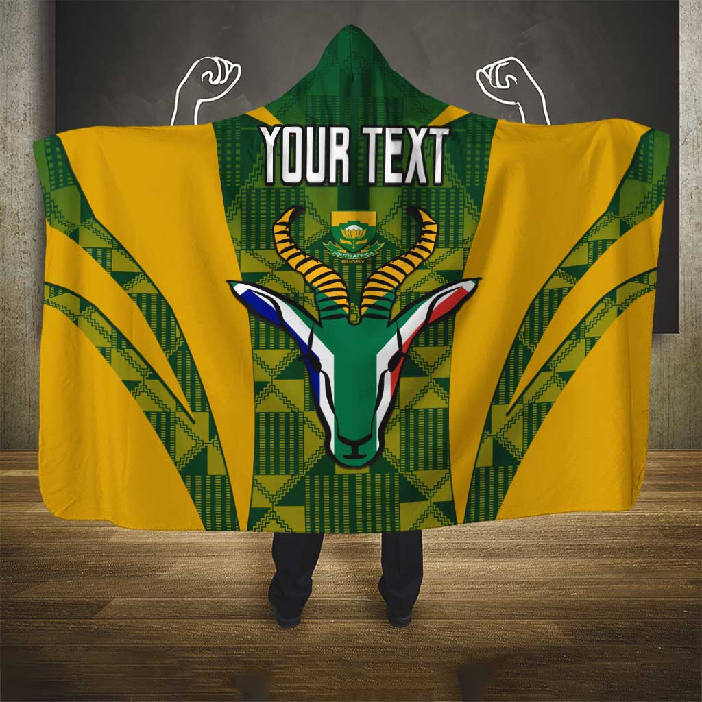 Custom South Africa Rugby Hooded Blanket Go Springboks Kente With Bokke