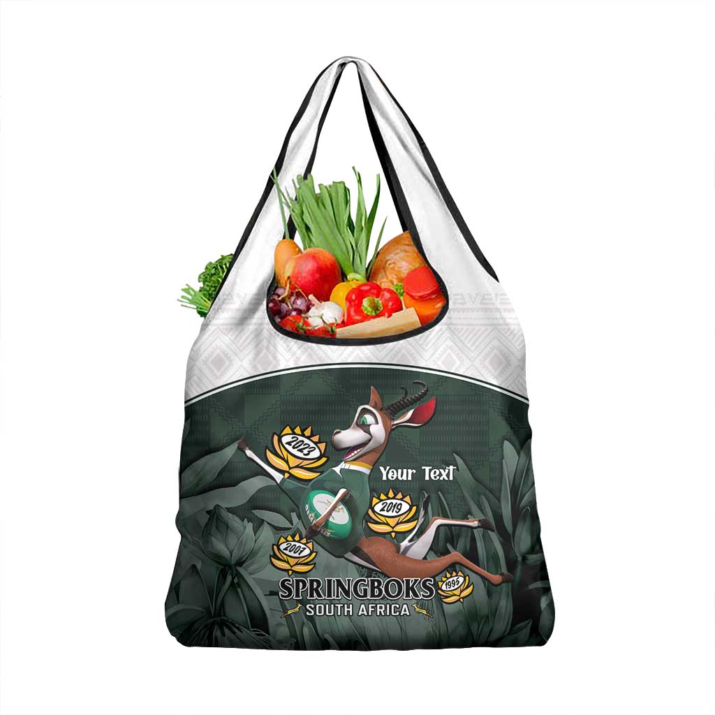 Custom South Africa Rugby Grocery Bag Springboks 4th Champions World Cup Proud Bokke