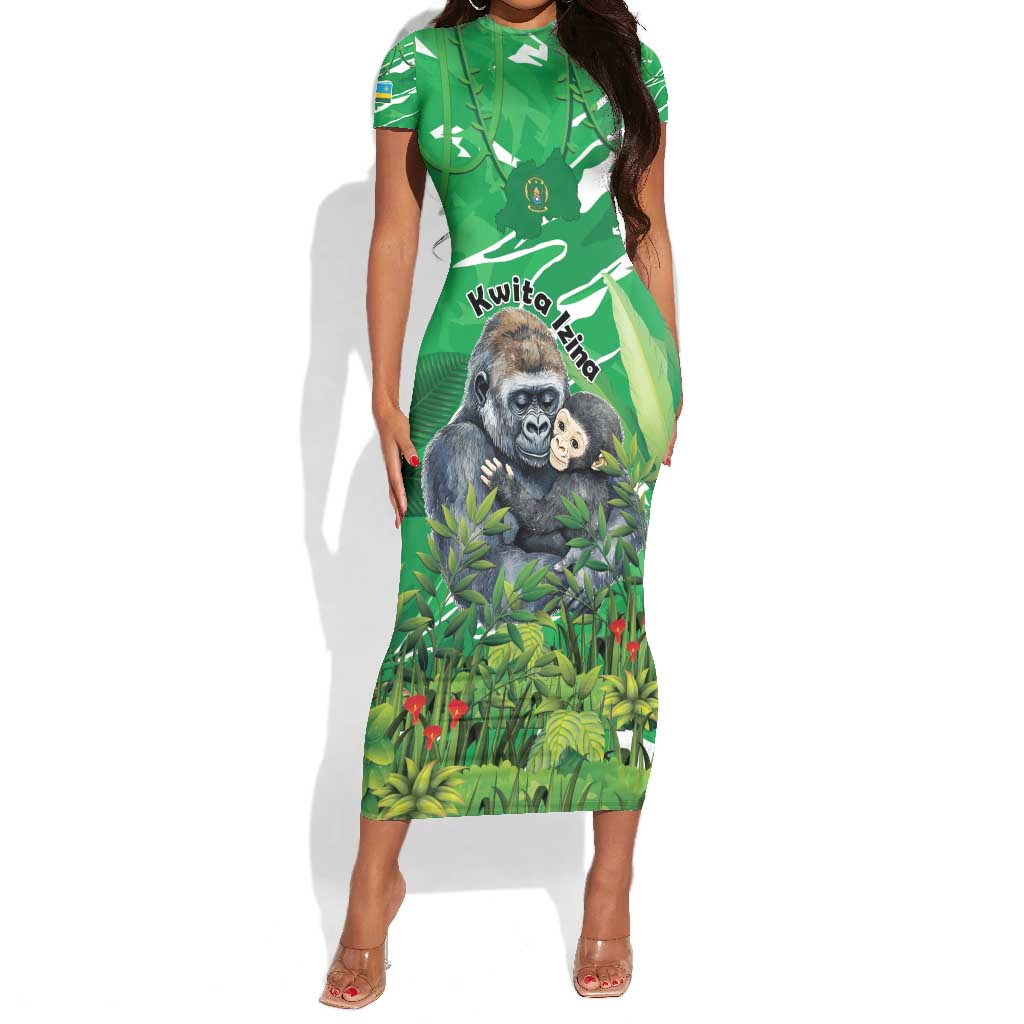 Personalized Rwanda Kwita Izina 2025 Short Sleeve Bodycon Dress Gorilla Naming Day by African Pride Personalized Rwanda Kwita Izina 2025 Short Sleeve Bodycon Dress Gorilla Naming Day by African Pride
