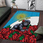 Rwanda’s Gorilla Naming Area Rug Baby Gorilla Coat Of Arms With Red Rose - African Pride