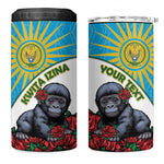 Personalized Rwanda’s Gorilla Naming 4 in 1 Can Cooler Tumbler Baby Gorilla Coat Of Arms With Red Rose - African Pride