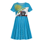 Personalized Rwanda’s Gorilla Naming Kid Short Sleeve Dress Baby Gorilla Coat Of Arms With Red Rose - African Pride