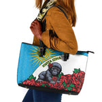 Rwanda’s Gorilla Naming Leather Tote Bag Baby Gorilla Coat Of Arms With Red Rose - African Pride