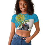 Personalized Rwanda’s Gorilla Naming Raglan Cropped T shirt Baby Gorilla Coat Of Arms With Red Rose - African Pride