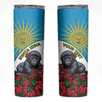 Personalized Rwanda’s Gorilla Naming Skinny Tumbler Baby Gorilla Coat Of Arms With Red Rose - African Pride