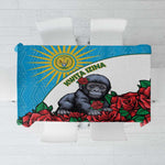 Rwanda’s Gorilla Naming Tablecloth Baby Gorilla Coat Of Arms With Red Rose - African Pride