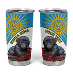Personalized Rwanda’s Gorilla Naming Tumbler Cup Baby Gorilla Coat Of Arms With Red Rose - African Pride