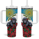 Personalized Rwanda’s Gorilla Naming Tumbler With Handle Baby Gorilla Coat Of Arms With Red Rose - African Pride
