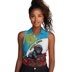 Personalized Rwanda’s Gorilla Naming Women Sleeveless Polo Shirt Baby Gorilla Coat Of Arms With Red Rose - African Pride